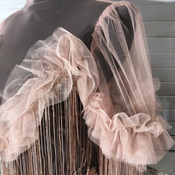 Bella Barnett Mini Dress Tassel Sequined Fringe Rose Pink Small - Picture 9 of 12